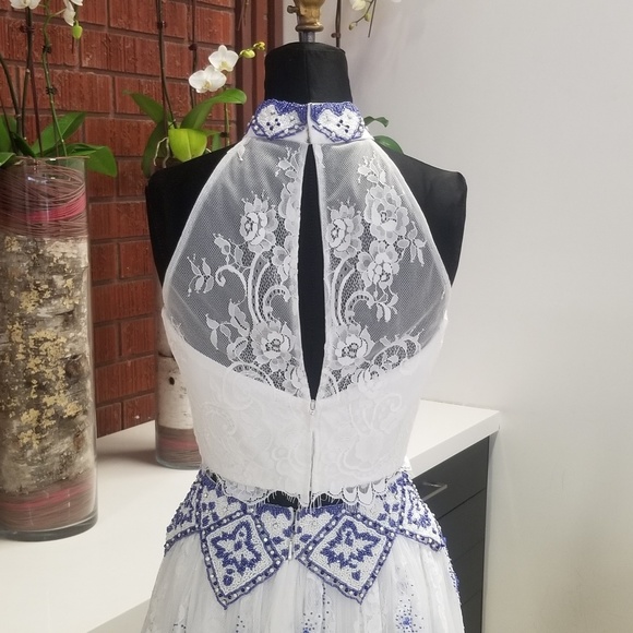 Sherri Hill 50997 Two Piece Ivory/Royal - Picture 8 of 10